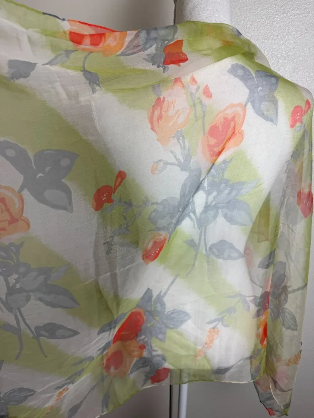 VIntage Lightweight Silk Chiffon Roses 33